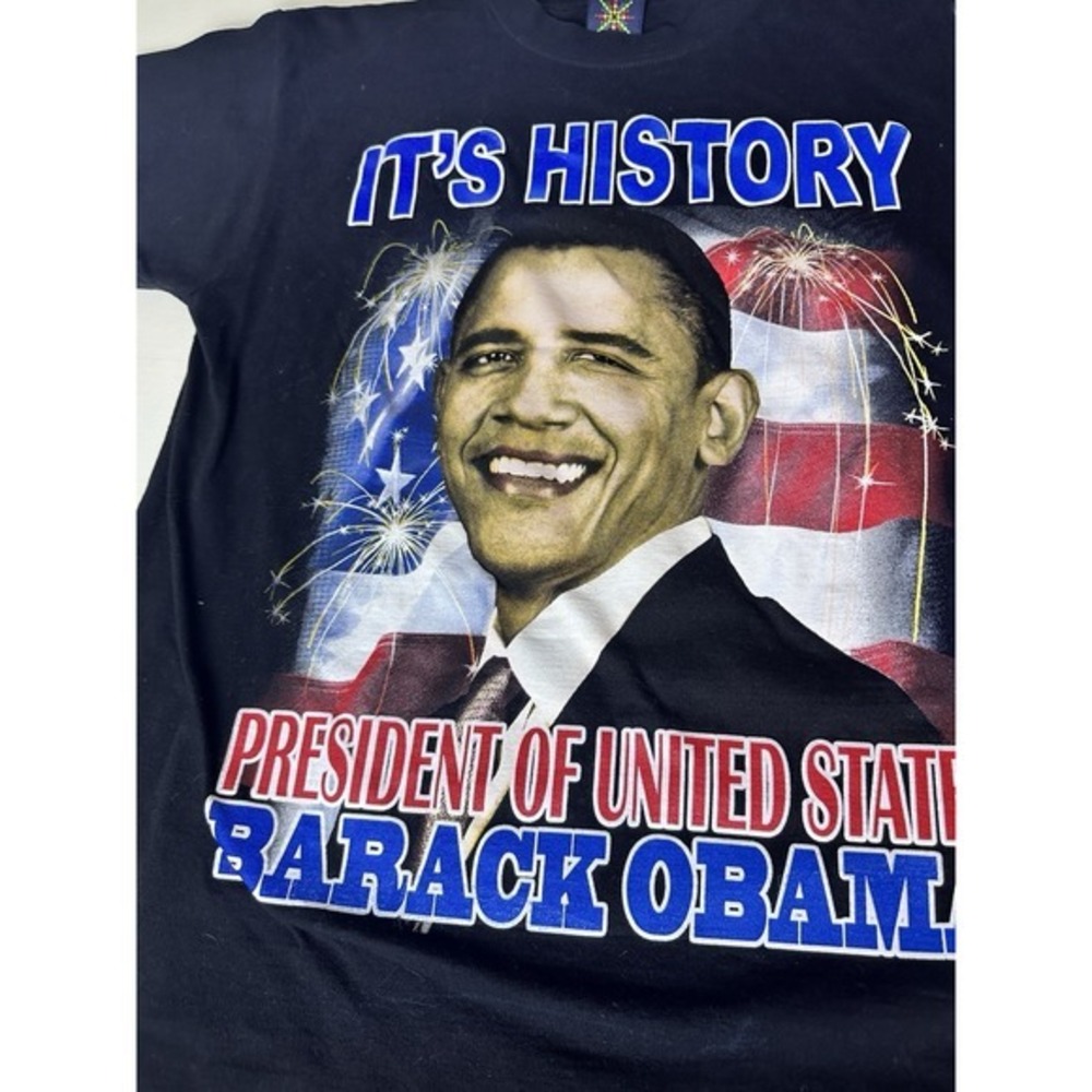 Barack Obama Rap Tee Style President It's‎ History 2008 Vintage  t-shirt L KC